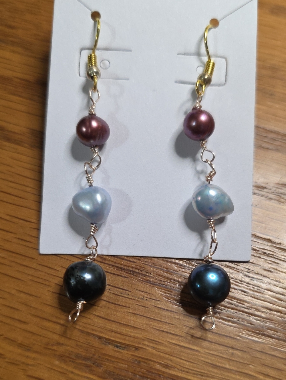 Handcrafted Freshwater Tri-Pearl Drop Earrings